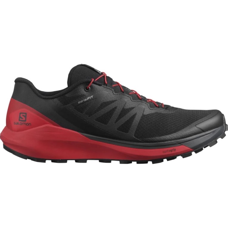 Black / Red Salomon Sense Ride 4 Men\'s Trail Running Shoes | IE HO3295